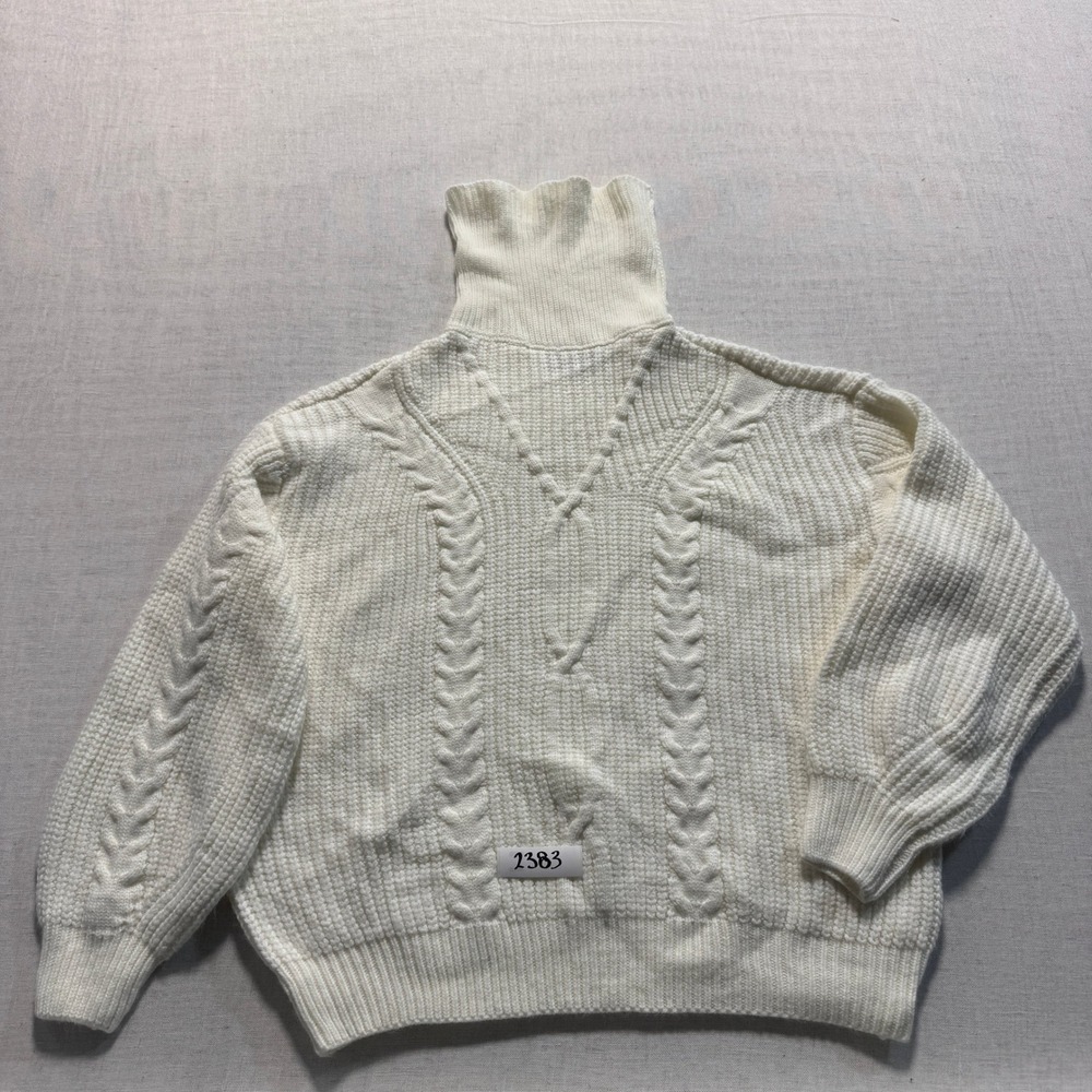 ZESICA Cable Knit Turtleneck Sweater Womens Sz M Cream White